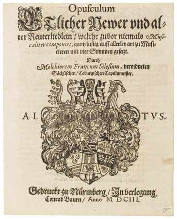 Titelblatt der "Reuterliedlein", Nürnberg, 1603