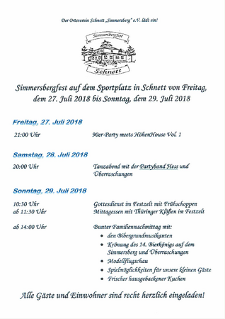 Simmersbergfest in Schnett