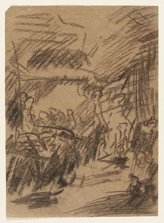Kunstsammlungen der Veste Coburg Andreas Köchler, O.T., Kohle- und Kreidezeichnung auf bräunlichem Papier, 1960er Jahre