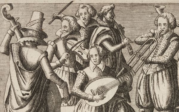 Peter Rollos: Eine Musikgruppe (Detail), Blatt 9 der Serie „Philoteca Corneliana“, 1619
